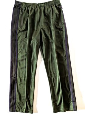 Needles Poly Smooth Track Pants Olive Purple Papillon Embroidered Mens L NWT